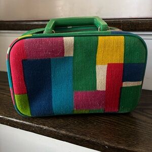 Vintage Small Carry on Bag; Made in Japan “Pojagi” style fabric